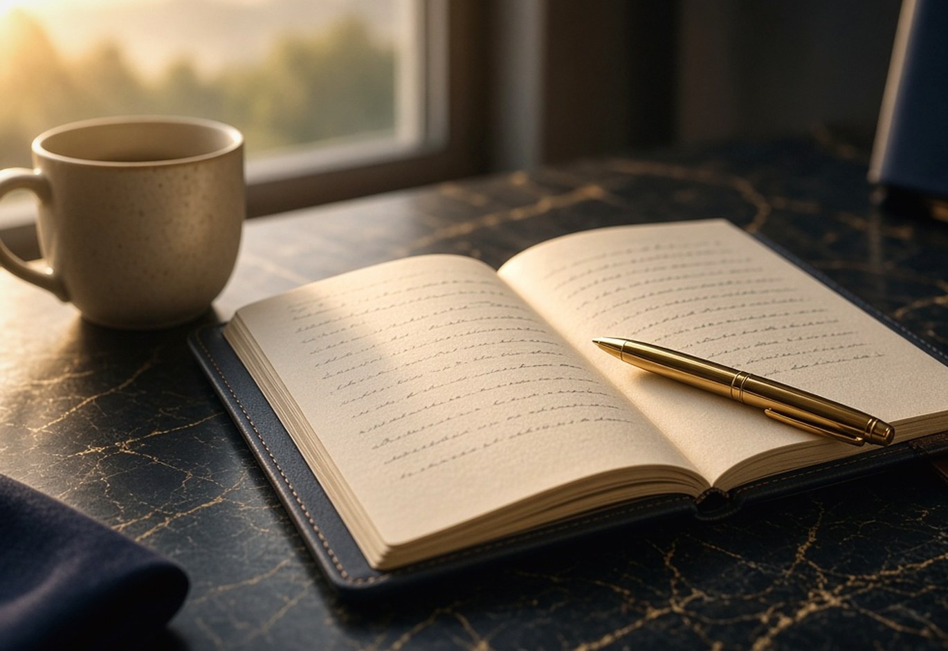 Notebook and desk used for personal finance planning